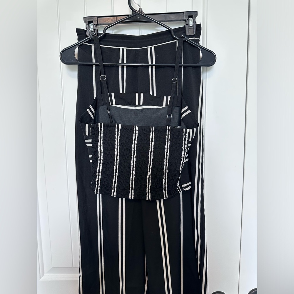 2 Piece Set Black White Striped